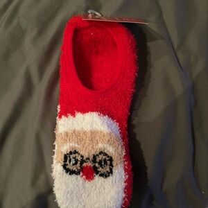 Target Red and White Santa Fuzzy Socks from 2024 Christmas Holiday